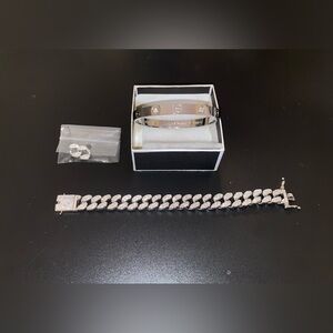 CZ Cuban Bracelet (7”) + CZ “Love” Bangle